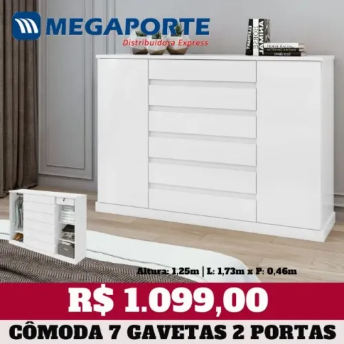 MEGA! Cômoda 7 Gavetas 2 Portas (Novo) Entrega Grátis!