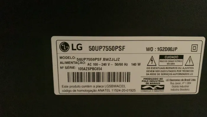 Tv LG 60 polegadas para retirar peças