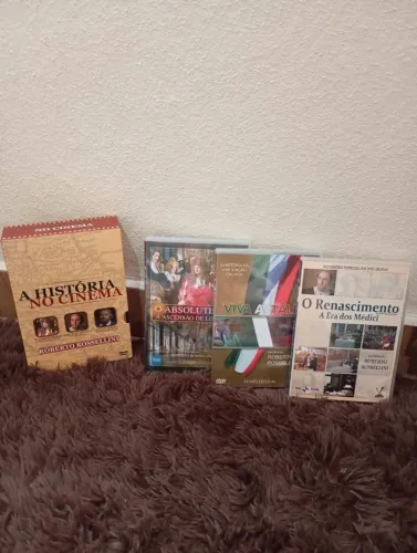 box e DVDs da coleção histórica de filmes e minisséries de Roberto Rossellini