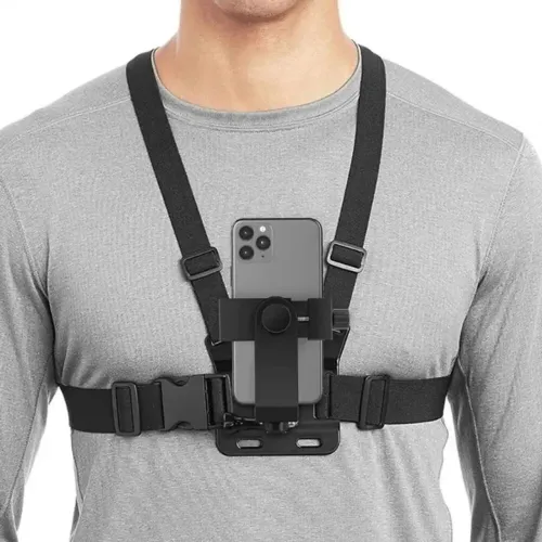 Suporte de peito ajustável para celular e câmera Gopro