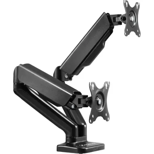 Suporte de Mesa Articulado para 2 Monitores de 17" a 32", Ajuste com Pistão a Gás, Preto (