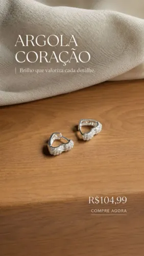 Par de Argolas Boleadas Coração Cravejado Prata 925