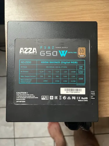 Fonte AZZA 650W PLUS BRONZE usada