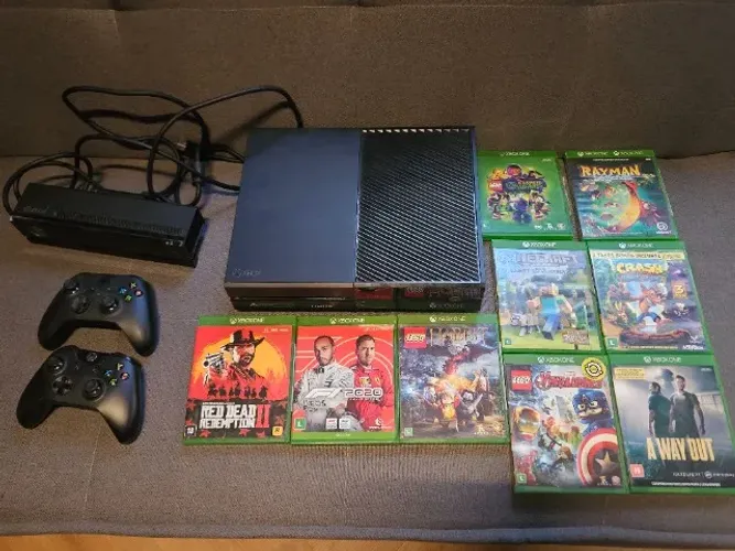 Xbox One 500GB + Kinect + 2 Controles + 9 Jogos - Completo!