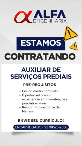 Vaga de trabalho para auxiliar 