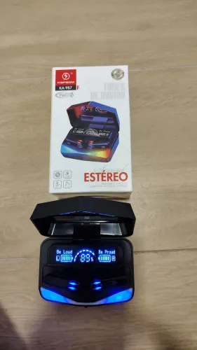 fone bluetooth com caixa carregador portátil