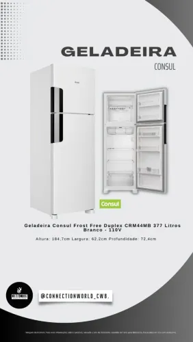 Geladeira Frost Free Duplex Consul 377 Litros branca -<br>CRM44MB