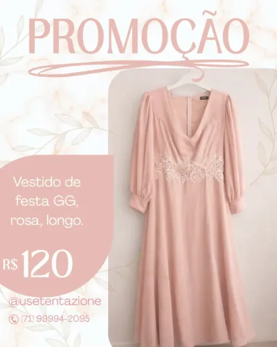 Vestido rosa lindo, elegante, tamanho gg