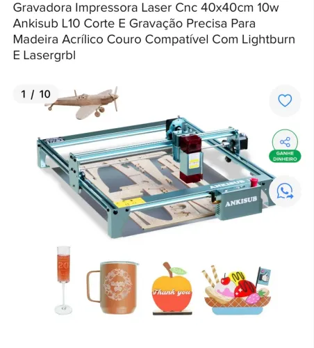 Máquina de corte e gravação a laser + rolo gravação copo