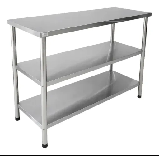 Mesa inox <br>Comprimento: 1,16 m<br>Largura: 0,50 m