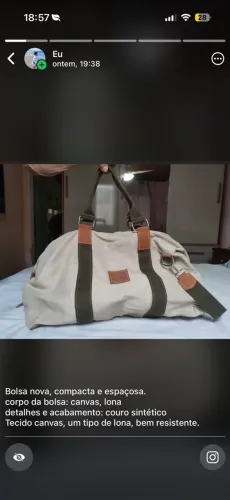Bolsa de lona com couro
