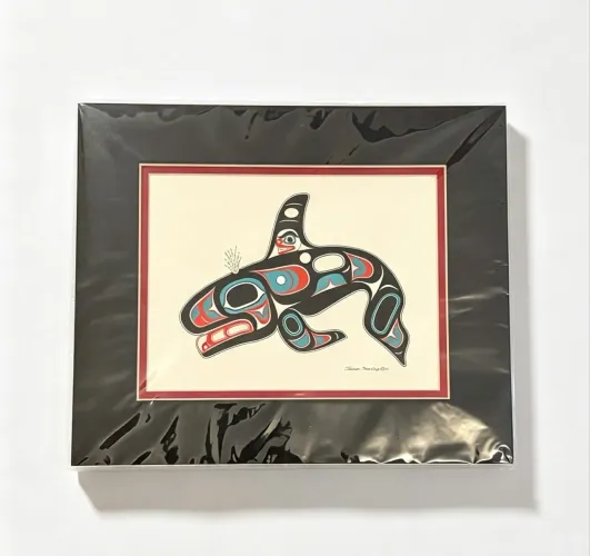 Gravura de baleia artista do Alaska