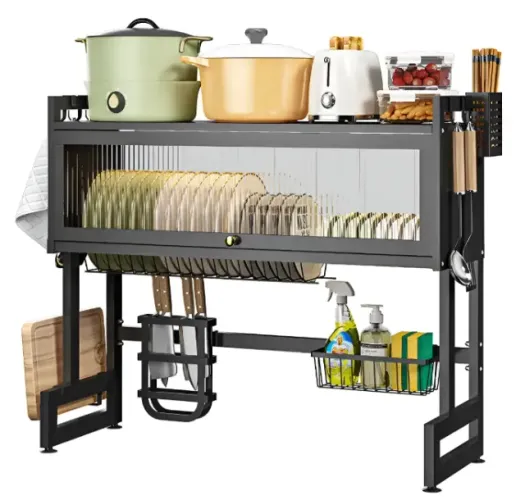 Escorredor de Louça 65cm Premium 9 em 1 - Organizador de Pia com Tampa