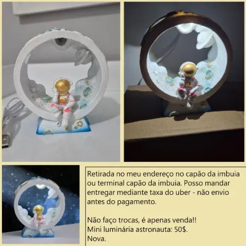Mini luminária astronauta nova