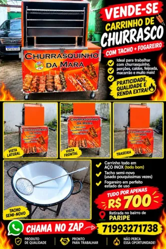 Carrinho de churrasco+ fogão e tacho