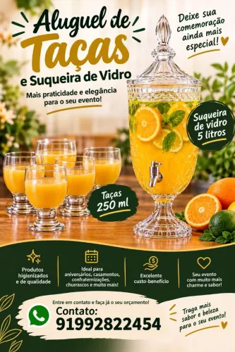 Aluguel de copos e suqueira