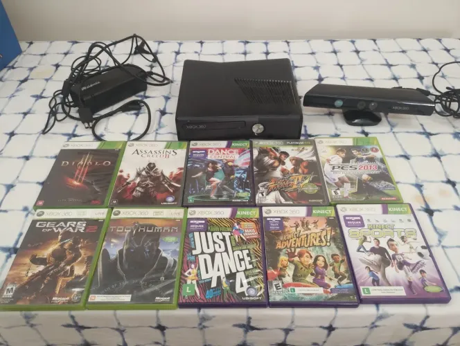 Xbox + Kinect + 10 jogos
