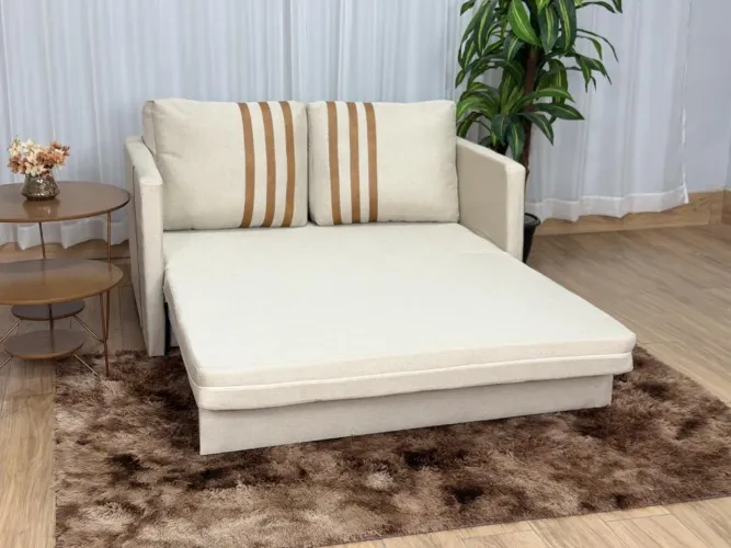 Sofa Cama Dominic 1.40m Linho Entrega Rápida