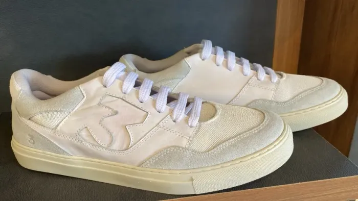 Tênis Masculino Branco Mix Camurça e Couro