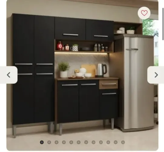 Armário de Cozinha Completa 229cm Rustic/Preto Emilly Madesa
