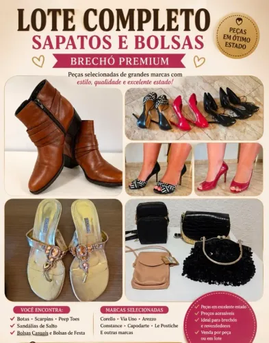 Lote de Sapatos e Bolsas 20 pares de sapatos + 7 bolsas