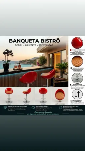 Banqueta Bistrô/Banqueta luxo/ Banqueta Alta/ Banqueta espaço gourmet/ Personalizável