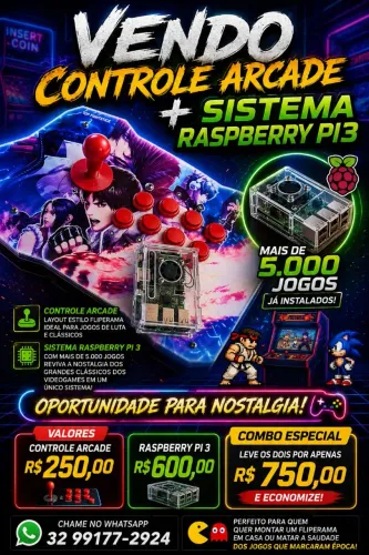 Controle arcade + raspbarry