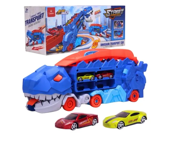 Caminhão dinossauro pista lançador carrinho