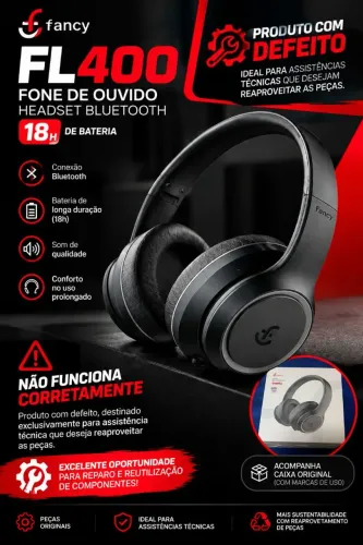 FL400 - Fone de Ouvido Headset Bluetooth (Com defeito)