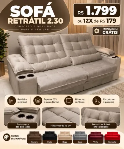 Sofá retrátil 2.30mt