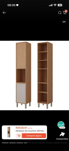Paneleiro de Cozinha Novo - MDF - Freijó/Off White