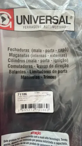 Cabo capô Fiat argo após /17