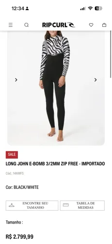 LONG JOHN FEMININO E-BOMB 3/2MM ZIP FREE - IMPORTADO e7 Zebra P
