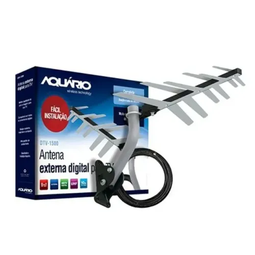 Antena Externa Tv Uhf Hdtv Dtv-1500 Cabo E Suporte - Aquario