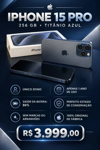iPhone 15 Pro 256G - Semi Novo e conservado