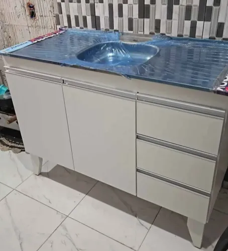 Balcão MDF com Pia Inox ou Pia de Fibra