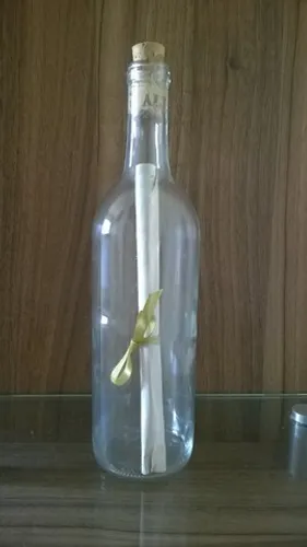 Antiga Garrafa em Vidro Decorativa Mensagem Secreta