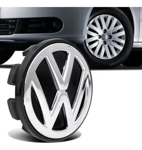 Sub Calota 51mm - Volkswagen Preto Cromado 4 Peças - Emblemax