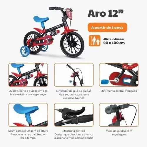 Bicicleta Nathor Infantil Aro 12