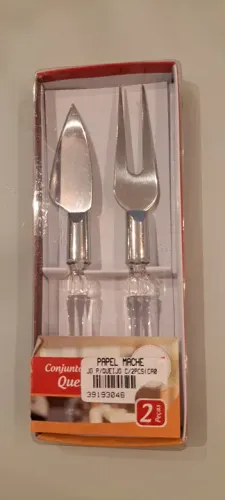 Conjunto para queijo em inox com cabo cristal - NOVO