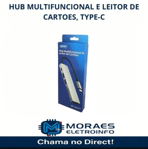 Hub Multifuncional e leitor de cartões type-c 