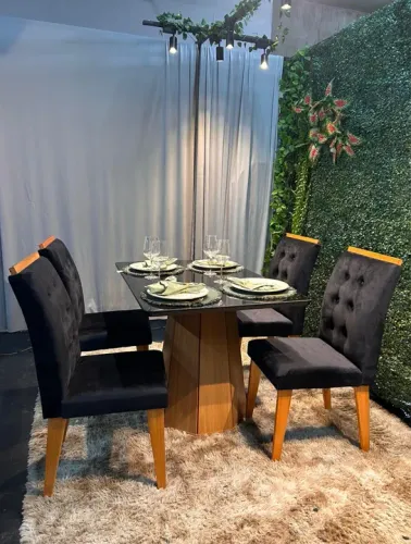 Conjunto de Mesa e Cadeiras para Jantar - Jade TM1,20x80