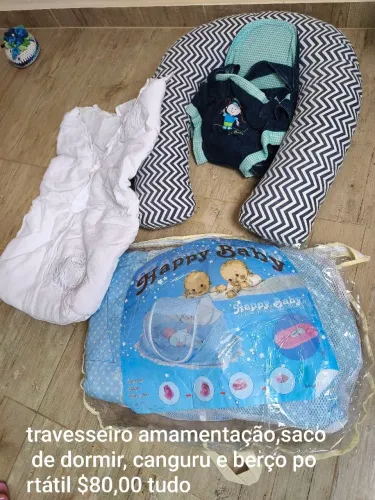 Kit completo para bebê: Travesseiro, saco de dormir e berço portátil