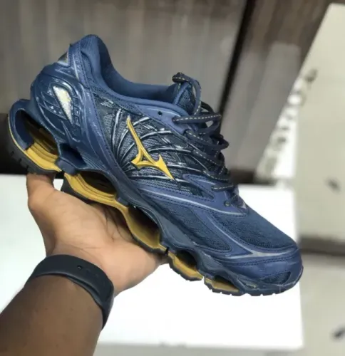 Tenis Mizuno Wave Prophecy 8 Azul Dourado Novo Original Caixa