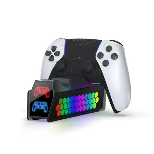 Base Carregadora TP5-3571 com LED RGB para Controle PS5 - Design Gamer