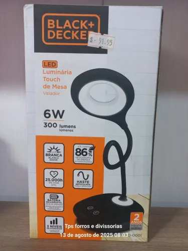 Luminária de Mesa Touch LED Black+Decker