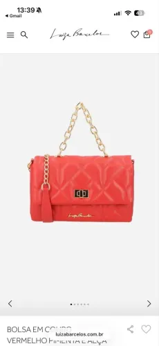 bolsa luiza barcelos em couro vermelho grande