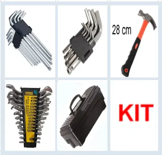Kit (Martelo + 12 Chaves de Boca(6-32 mm) + 18 Chaves Torx/Allen + Maleta) z1019