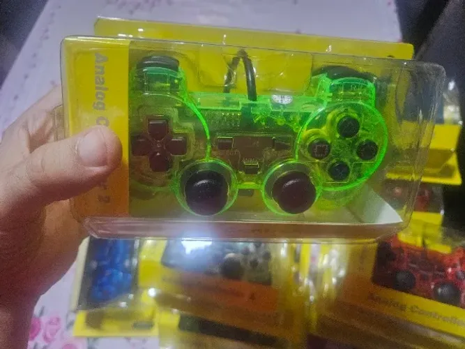 controle ps2 com analogico coloridos novo na caixa