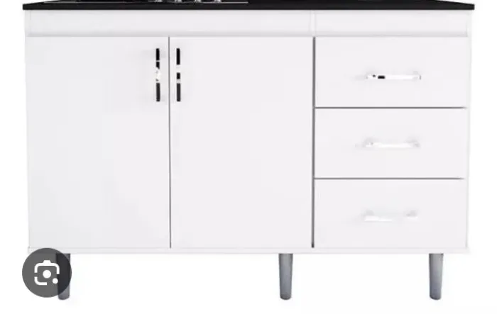 Balcão Branco com 3 gavetas 2 portas 